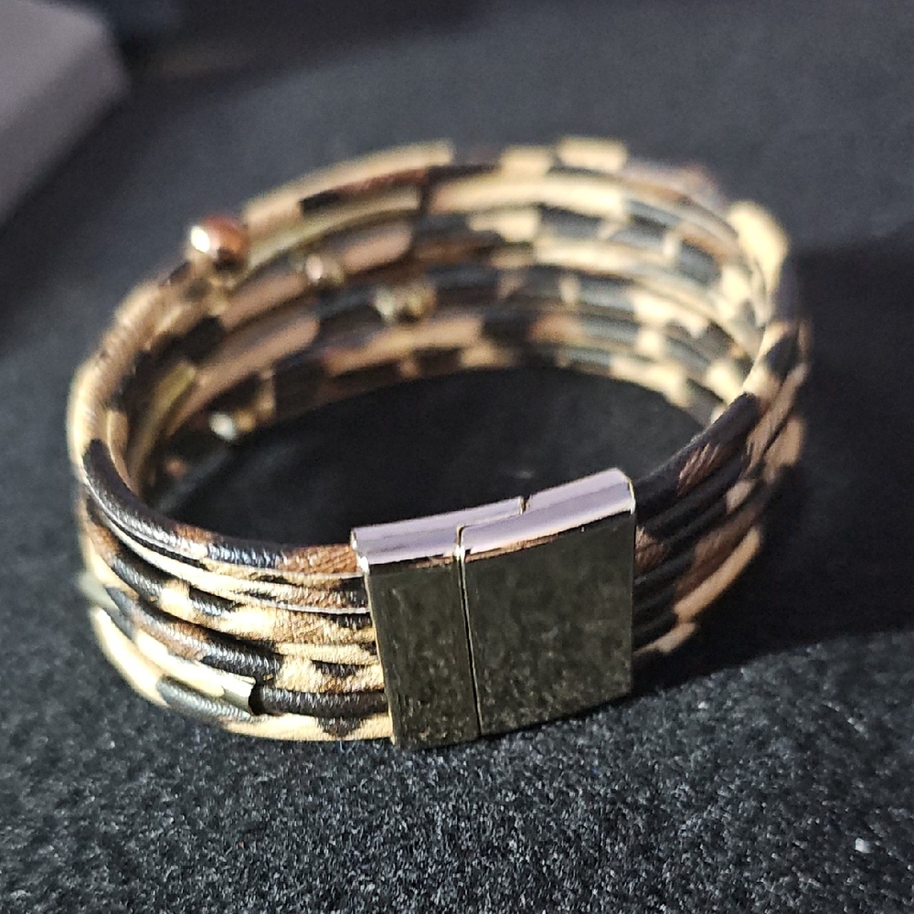 Sassy Jones Leopard Print Bracelet with Gold Clasp